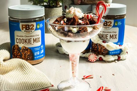 PB2 Pantry Chocolate Chip Cookie Mixes & Easy Holiday Recipe | Hungry Girl Pb2 Chocolate Chip Cookie Mix Recipes, Chocolate Chip Cookie Mix Recipes, Cookie Mix Recipes, Cookie Parfait, Cookie Mixes, Parfait Recipe, Chocolate Chip Cookie Mix, Make Chocolate Chip Cookies, Chocolate Chip Brownies