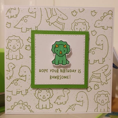 Lawn Fawn Rawrsome Cards, Cricut Dinosaur Card, Diy Dinosaur Card, Birthday Card Ideas Dinosaur, Dinosaur Birthday Gifts Ideas, Cute Dinosaur Birthday Cards, Lawn Fawn Dinosaur Cards, Lawn Fawn Rawrsome, Dinosaur Birthday Card Diy