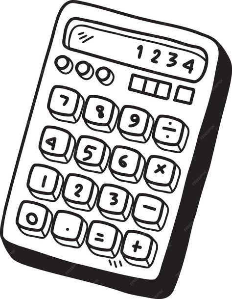 Calculator Drawing Ideas, Calculator Drawing, Calculator Clipart, Draw Calculator, Calculator Illustration, Journal Banner, Math Drawing, Calculator Icon, Project Cover