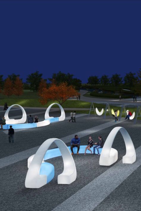 Innovative Public Spaces, Public Space Design Interactive, Futuristic Chair, Parks Furniture, Park Equipment, Moon Chair, Public Space Design, City Planner, Outdoor Park