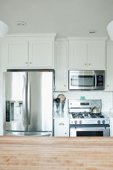 Stove next to fridge A Kitchen, Stove, Refrigerator, Wood, Wall, White