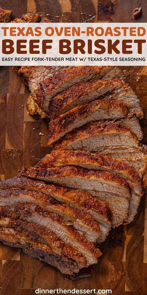 Oven Roasted Texas Brisket is the easiest recipe for fork-tender brisket with Texas-style seasoning. Smoker, Slow Cooker and Barbecue instructions included! Perfect for weeknight dinners! Oven Baked Brisket, Oven Brisket Recipes, Oven Cooked Brisket, Best Brisket Recipe, Bbq Beef Brisket, Baked Brisket, Oven Roast Beef, Beef Brisket Recipe, Roast Brisket