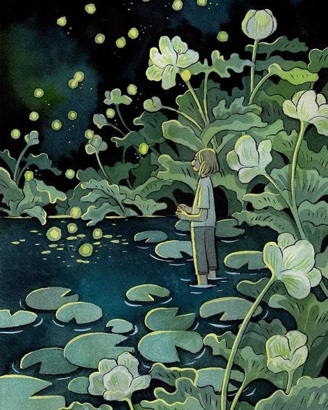 Wall Illustration, Illustration Kids, Art And Illustration, Ink Illustrations, Fantasy Illustration, Water Lilies, Art Inspiration Drawing, Art Plastique, Lily Pads