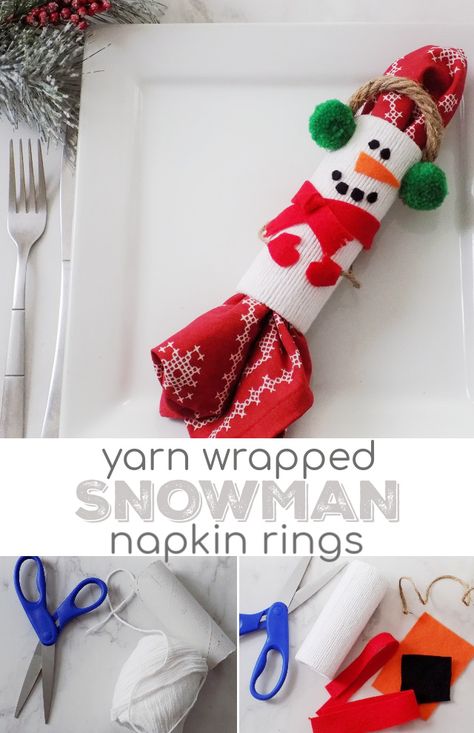 Nyc Mom, Diy Kids Crafts, Winter Tablescapes, Napkin Rings Diy, Christmas Napkin Rings, Christmas Napkin, Kids Homemade, Fiber Crafts, Diy Snowman