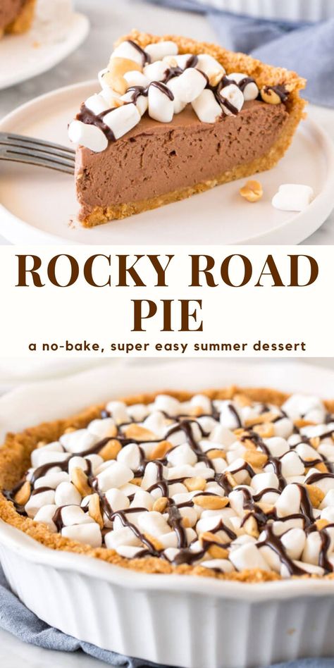 Rocky Road Pie, No Bake Cheesecake Filling, Creamy Chocolate Cheesecake, Baking Recipes Pie, Easter Pie, Easy Summer Desserts, Digestive Biscuits, Bake Dessert, Sweet Treats Recipes