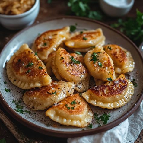 Homemade Pierogi - Simply Recipes - Fewer Worries, More Delight Perogies Filling Recipe, Perogies Recipe Homemade, Homemade Pierogies Polish, Potato Perogies Recipe, Meat Perogies, Homemade Perogies Recipe, Potato And Onion Pierogi Recipe, Homemade Pierogis, Easy Pierogi Dough Recipe