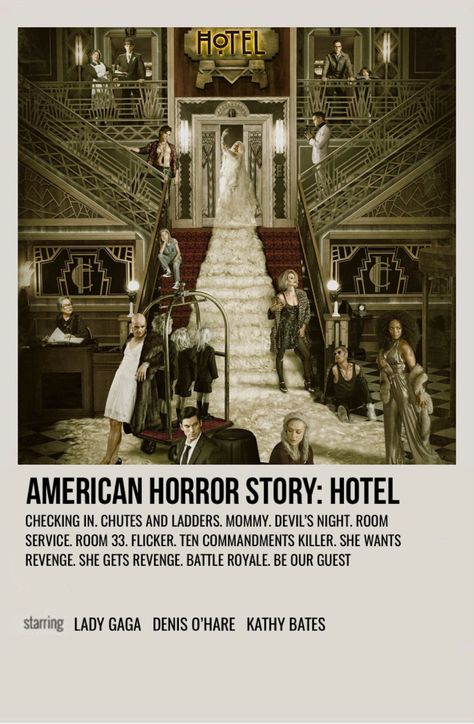 minimal polaroid season poster for hotel (american horror story) American Horror Story Hotel Poster, American Horror Story Poster Vintage, Minimalist Poster American Horror Story, American Horror Story Movie Poster, American Horror Story Aesthetic Poster, American Horror Story Polaroid Poster, Ahs Hotel Poster, American Horror Story Poster, American Horror Story Movie