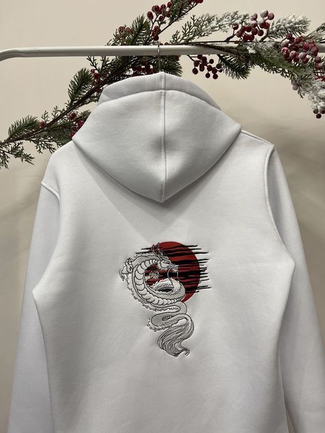 Aesthetic Doll, Embroidery Hoodies, Idea For Anniversary, Asian Style Art, Dragon Hoodie, Asian Dragon, Couple Set, Stylish Hoodies, Embroidery Hoodie