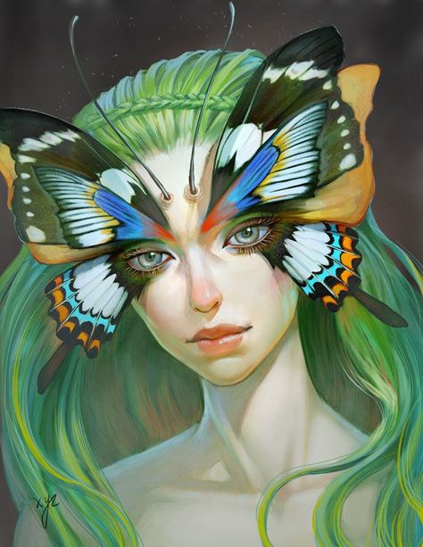 Butterfly Eyes, Illustration Kunst, Elf Art, Digital Art Gallery, Arte Fantasy, Art And Illustration, Sketch Art, Butterfly Wings, Surreal Art