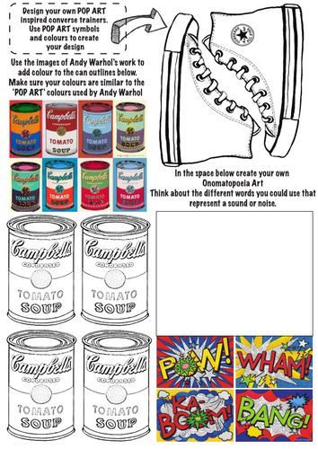 Pop Art Worksheet with multiple tasks Ks3 Art, Pinterest Collage, Art Handouts, Middle School Art Projects, Art Lessons Middle School, 6th Grade Art, 4th Grade Art, Creation Art, Art Worksheets