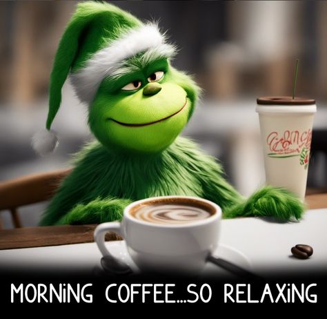 Coffee - Ahhhhhhhh Christmas Morning Quotes, Coffee Art Drawing, Grinch Coffee, Holiday Meme, Cafe Ole, Coffee Pics, Starbucks Wallpaper, Grinch Images, Good Morning Christmas