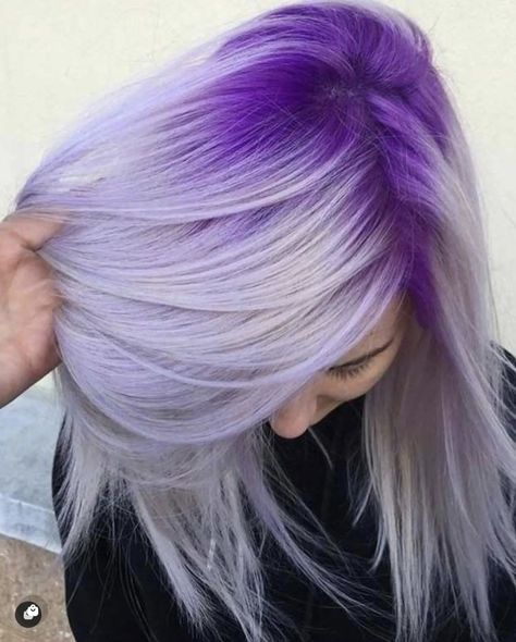 💜 Purple & Lavender is perfection! 💜 Get this hair with Intense Violet Purple + Pastel Lavender White ColorConditioner™. Use GO White ColorShampoo to keep the pigments fresh. SHOP at evilhair.com | link in bio ____________________________ . . @evilhair #ColorShampoo #pastel #intense #beautiful #hair #love #haircolor #instagood #healthyhair #colorfullhair #pastelandintense #colouredhair #colorshampoo #silverhair Purple Shadow Root Blonde, Hair Color Unique Short, Purple Roots Blonde Hair, Blonde Hair Purple Roots, White And Purple Hair, Silver And Purple Hair, Purple Shadow Root, Silver Hair Styles, Lavender Hair Color Ideas