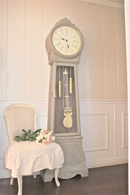 FRENCH COUNTRY COTTAGE: SWEDISH CLOCK LOVE Swedish Smorgasbord, French Linen Chalk Paint, Modern Grandfather Clock, French Country Clock, Entryway Remodel, Grandmother Clock, Mora Clock, Farmhouse Clock, Swedish Gustavian Style