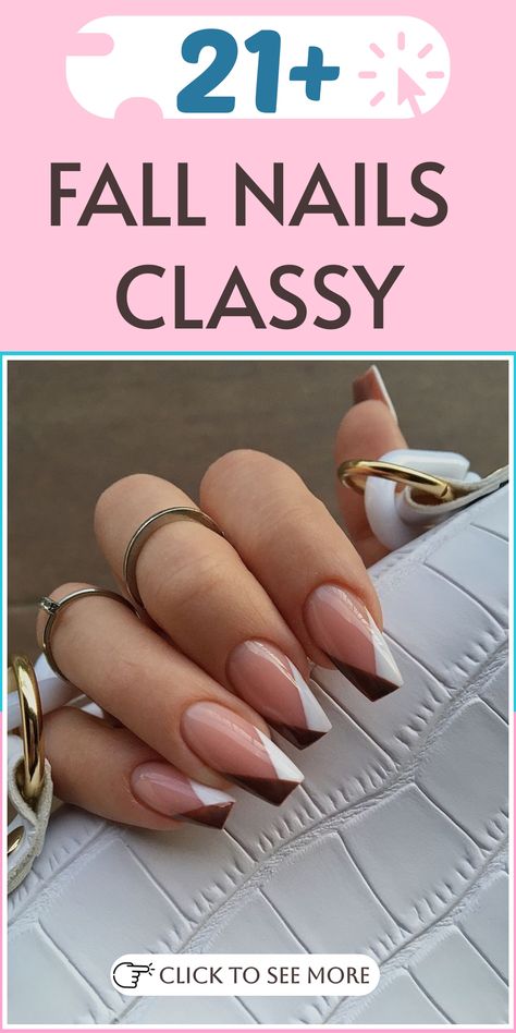 Discover elegant and timeless fall nail ideas that exude sophistication and style. Elevate your autumn look with our curated collection of classy manicure options, from muted neutrals to chic metallics. Embrace the season with nails that radiate elegance and refinement. Explore our Classy Fall Nails Ideas for a sophisticated touch to your beauty routine! Fall Nail Almond Shape, Fall French Tip Nails Classy, Classic Nails Elegant Fall, Fall Nails Design 2024, French Manicure Fall Designs, Fall French Nail Designs, Fall And Winter Nails, Easy Thanksgiving Nails, Fall Nails 2024 Coffin Shape