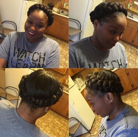 11 Crown Braid Styles Perfect For Spring Protective Styling [Gallery] - Black Hair Information Crown Hairstyles Braided, Braid Crown Hairstyles, Halo Braid With Weave, Halo Braid Natural Hair, Braids Styles For Black Women, Braids Crown, Halo Braids, Halo Braid, Braided Prom Hair