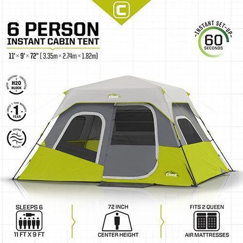 Festival Camping Setup, 6 Person Tent, Instant Tent, Tent Set Up, Best Tents For Camping, Cabin Core, Camping List, Cabin Tent, Festival Camping