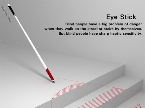 Eye Stick For The Blind by Wonjune Song Braille Activities, Luggage Scooter, Barrier Free Design, Accessible Design, Space Pen, Blinds Design, Barrier Free, Vision Loss, Low Vision