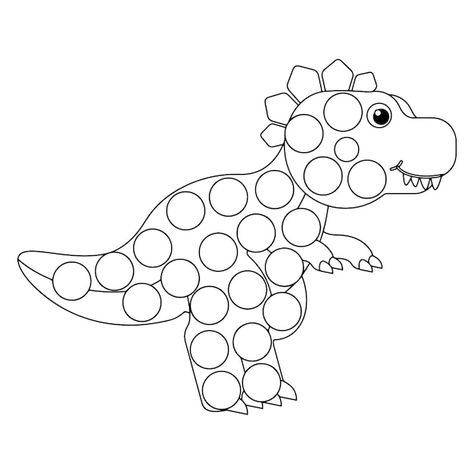 Premium Vector | Dinosaur Dot Marker Coloring Pages For Kids Premium Vector Dinosaur Prewriting Activities, Dinosaur Color Activities, Outline Of Dinosaur, Dinosaur Dot Marker Printables, Dinosaur Connect The Dots, Dinosaur Crafts Preschool, Fine Motor Activities For Kids, Dinosaur Activities, Dinosaur Crafts