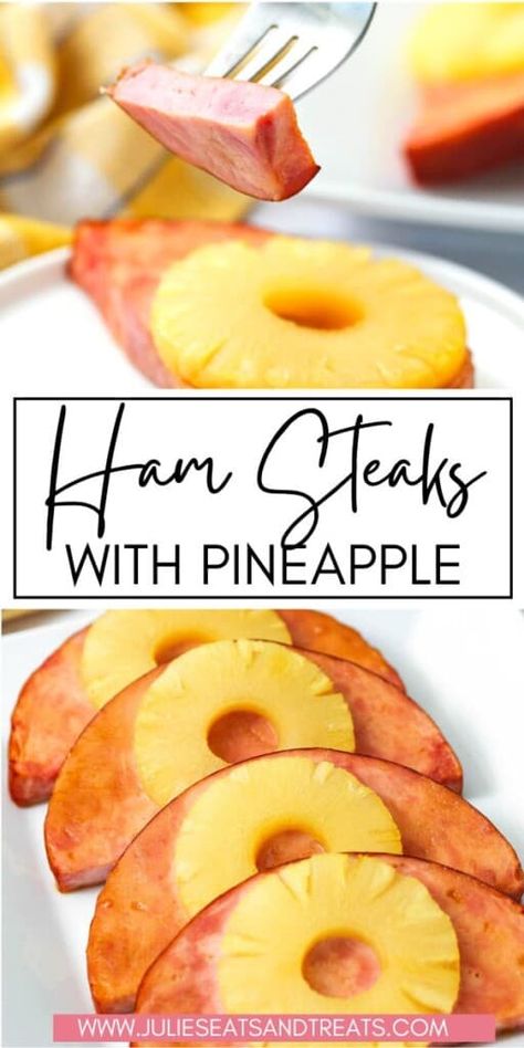 Ham Steak Recipes With Pineapple, Pineapple Ham Steak Recipes, Baked Ham Slices With Pineapple, Ham With Pineapple Recipes, Ham Steak And Pineapple Recipes, How To Cook Ham Slices In The Oven, Easter Ham Steak Recipes, Pineapple Ham Steak, Baked Ham And Pineapple Recipes