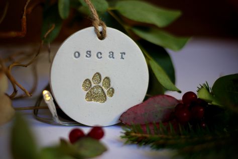 Air Dry Clay Ideas, Dry Clay Ideas, Clay Idea, Pet Paw Print, Bauble Ornaments, Pet Paws, Christmas Bauble, Christmas Decoration Items, Glitter Christmas