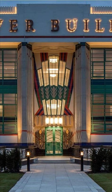 THE HOOVER BUILDING. LONDON. UK The Hoover Building is a Grade II* listed building of Art Deco architecture designed by Wallis, Gilbert and Partners located in Perivale in the London Borough of Ealing. The site opened in 1933 as the UK headquarters, manufacturing plant and repairs centre for The Hoover Company. Hoover Building, Deco Architecture, Art Deco Buildings, Manufacturing Plant, London Places, Listed Building, Art Deco Architecture, Vintage London, London Art