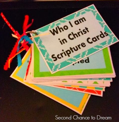 Second Chance to Dream: Who I am in Christ Scripture Cards Girl Bible Study, Teen Ministry, Renew Your Mind, American Heritage Girls, Freedom In Christ, Scripture Memory, Christian Crafts, Ministry Ideas, Bible Activities