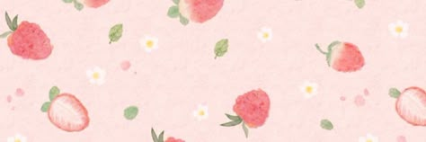 strawberry flower banner Strawberry Cover Photo, Peach Twitter Header, Pink Widget Medium, Strawberry Header, Notion Header, Strawberry Pictures, Pink Wallpaper Laptop, Flower Banner, Tumblr Banner