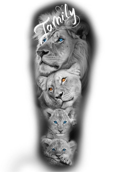 Family Tattoo Design, Lion And Lioness Tattoo, Arm Tattoos Drawing, Arm Sleeve Tattoos For Women, Egyptian Tattoo Sleeve, Lioness Tattoo, Lion Tattoo Sleeves, Magic Runes, Family Tattoo Designs