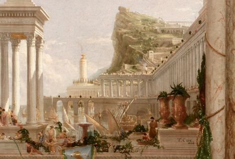 The Course Of Empire, Ancient Greece Aesthetic, Greece Painting, Greek Paintings, Rennaissance Art, Greek Mythology Art, Architecture Painting, Wallpaper Laptop, Fantasy City