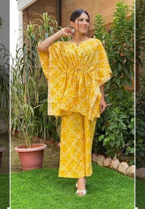 Kaftan Pants Outfit, Short Kaftan With Pants, How To Style Kaftan Dress, Kaftan Dress Ideas, Trendy Kaftan Styles, Kaftan Neck Designs, Kaftan Suit Design, Kaftan Kurti Indian, Kaftan Frock