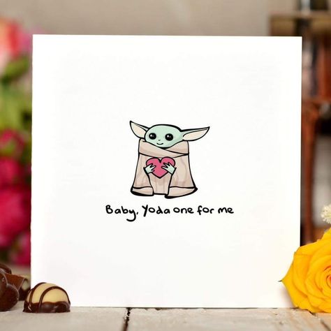 Diy Star Wars Gifts, Yoda Card, Yoda One For Me, Handmade Gifts For Boyfriend, Star Wars Diy, Best Boyfriend Gifts, Birthday Card Drawing, 1st Trimester, Creative Gifts For Boyfriend