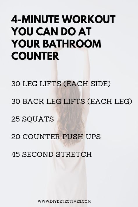 4-Minute Workout You Can do at Your Bathroom Counter 4 Minute Workout, Brushing Your Teeth, 7 Minute Workout, Body Gym, Workout Routines For Beginners, Mommy Workout, Health Routine, Brush My Teeth, Bathroom Counter