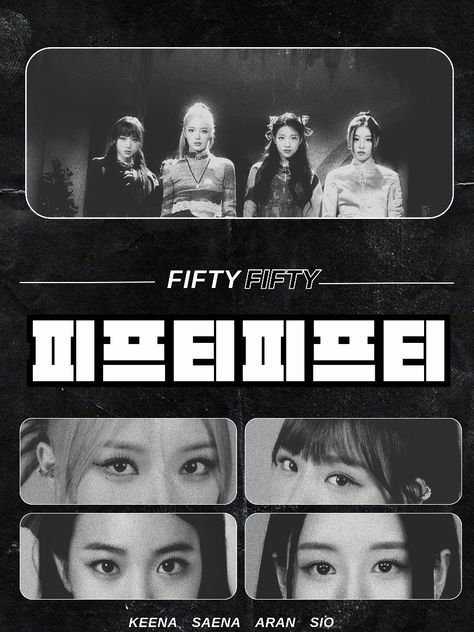 Poster Fifty Fifty Poster, Fifty Fifty, Pop Posters, Shirt Design Inspiration, Design Posters, Room Posters, Blackpink Rose, Graphic Design Posters, Shirt Design