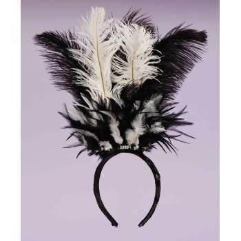 Black & White Feather Headband, Size: One size, Multicolor Showgirl Headdress, Saloon Girl Costumes, Fancy Dress Halloween Costumes, New Halloween Costumes, Clever Halloween Costumes, Feather Headpiece, Feather Headdress, Feather Headband, Halloween Costume Accessories