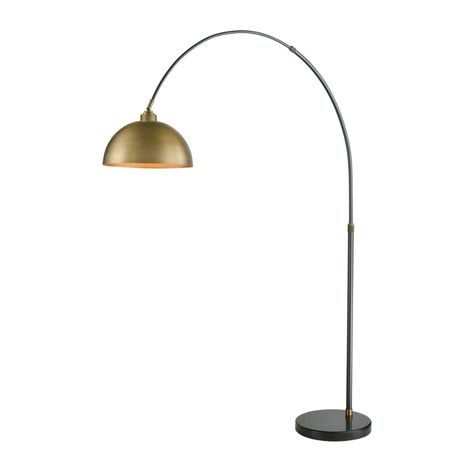 An Oil Rubbed Bronze And Aged Brass Magnus Floor Lamp Made Of Metal Finish: Oil Rubbed Bronze,Aged Brass Materials: Metal Dimensions: 92" H x 56" W x 18" L  Wattage: 100 Bulb Type: E26 Medium Switch Type: On/Off Foot Shade: Metal Shade Cord Color: Clear ***This item is excluded from sale events, and not eligible for ad Midcentury Modern Lamp, Black Wood Floors, Curved Floor Lamp, Bronze Floor Lamp, Gold Floor Lamp, Arched Floor Lamp, Wood Floor Lamp, Floor Lamp Design, Elk Lighting