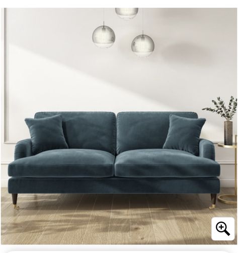 Sapphire Blue Velvet Sofa, Library Landing, Blue Velvet Loveseat, Sofas Ideas Living Room, Velvet Sofa Living Room, Trendy Sofas, Sofa Design Ideas, Teal Sofa, Blue Couch