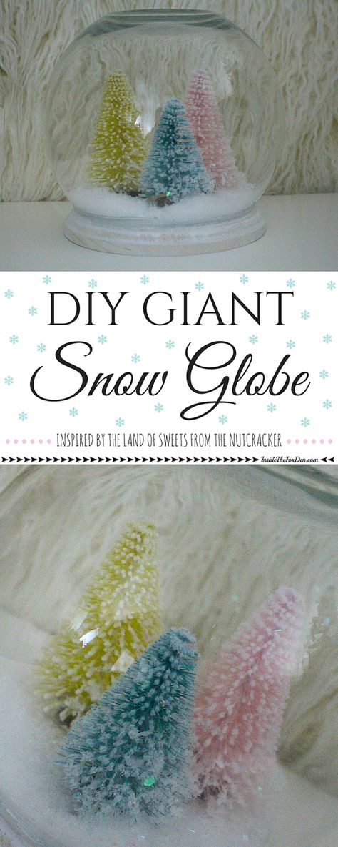 DIY Giant Snow Globe Giant Snow Globe, Ornaments Diy Kids, Printer Tray, Holiday Snow Globe, Globe Diy, Fox Den, Tree Project, Christmas Globes, Diy Snow Globe