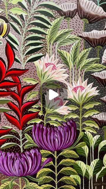 Nidhi M Jacob on Instagram: "Little sections of my collection for this winter, 2024. I’m going to be working on a lot of gardens this year and they will all be showing together, all at once! That has not happened in a long time and I’m excited to share them with you :)  #art #nidhijacobart #contemporarybotanicalart #nmj #fantasygardenseries Garden paintings. Indian artists. Contemporary botanical art. Fantasy garden series." Contemporary Botanical Art, Garden Paintings, Fantasy Garden, Wall Murals Painted, Indian Artist, Garden Painting, Art Fantasy, Winter 2024, Botanical Art