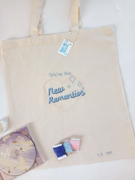 Taylor Swift New Romantics, Totes Ideas, Art Hobby, Taylor Swift New, Taylor Lyrics, Art Hobbies, Diy Tote Bag, New Romantics, Hand Embroidery Art