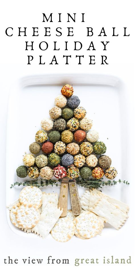 My mini cheese ball holiday platter is festive and such fun to make. Individual bite sized cheese balls are tossed in flavorful toppings ready to schmear onto your favorite cracker. Cute, easy, and delish. What more could you ask of an appetizer? Cheeseball Charcuterie Board Ideas, Cheeseball Display, Round Appetizers, Cheese Ball Christmas Tree, Cheese Ball Flavors, Savory Snacks For Christmas, Cheese Ball Display, Festive Cheese Ball, Christmas Cheese And Cracker Tray