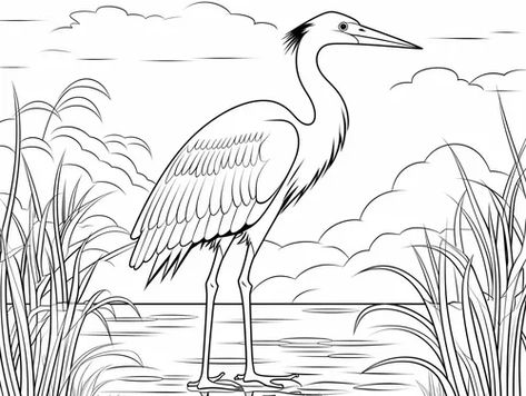 Adorable great-blue heron drawing Birds Sketching, Heron Drawing, Great Blue Heron, Blue Heron, Kit Bag, Stain Glass, Pencil Drawing, Pencil Drawings, Abstract Art