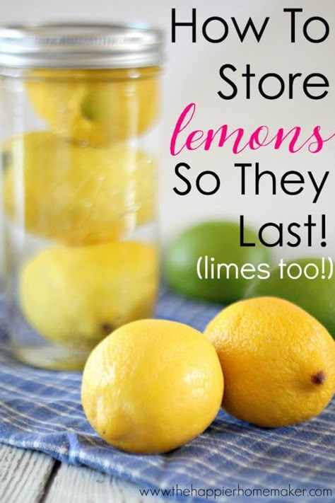 Store Lemons, Storing Lemons, Storing Fruit, Fruit And Vegetable Storage, Vegetable Storage, Diy Kitchen Decor, Oreo Dessert, Food Info, How To Store