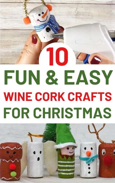 Here are 10 super cute and easy to make wine cork crafts for Christmas you can make with wine corks and champagne corks. Easy Wine Cork Christmas Ornaments, Holiday Wine Cork Crafts, Wine Cork Christmas Ornaments Diy, Thanksgiving Wine Cork Crafts, Holiday Cork Crafts, Crafts With Champagne Corks, Christmas Crafts With Wine Corks, Cork Ideas Craft Projects, Champagne Cork Ornaments