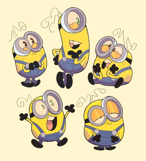 A couple of different takes on Minions! - Maddie C. Minions Fanart, Minion Fanart, Minions Comic, Minion Drawing, Minion Stickers, Minions Fans, Minion Characters, Minions Bob, Despicable Me Minions