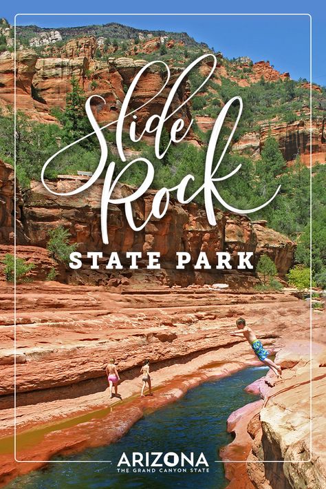 Sliding Rock Sedona, Slide Rock State Park Sedona Arizona, Slide Rock Sedona, Sedona Arizona Travel, Sedona Travel, Natural Water Slide, Sedona Vacation, Slide Rock State Park, Travel Arizona