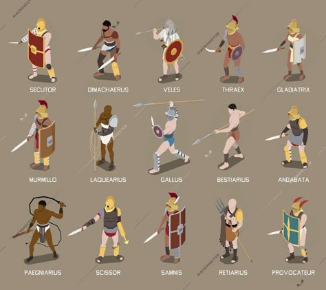 Types Of Gladiators, Ancient Rome Gladiators, Horse Archery, Roman Gladiators, Persian Warrior, Roman Characters, Roman Warriors, Historical Warriors, Ancient Warfare