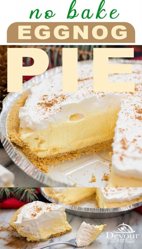 No Bake Eggnog Pie, Eggnog Pie Recipe, Eggnog Pie, Eggnog Dessert, Oreo Torte, Christmas Desserts Easy, Baked Cheesecake Recipe, Eggnog Recipe, Pot Luck