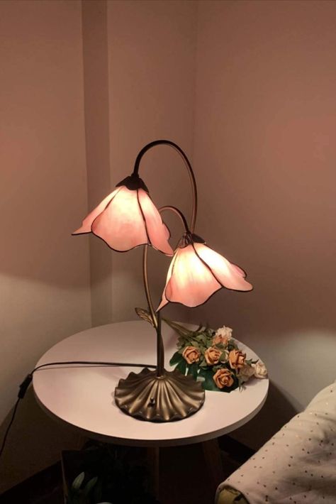 Bieye L10811 Flower Tiffany Style Stained Glass Table Lamp with 8-inch Wide Bent Glass Lampshade Lily Pad Base (2-Light, Pink) Fairycore Lamp, Stained Glass Table, Stained Glass Table Lamps, Tiffany Style Table Lamps, Pink Table Lamp, I Love Lamp, Flower Lamp, Antique Floral, Glass Lampshade