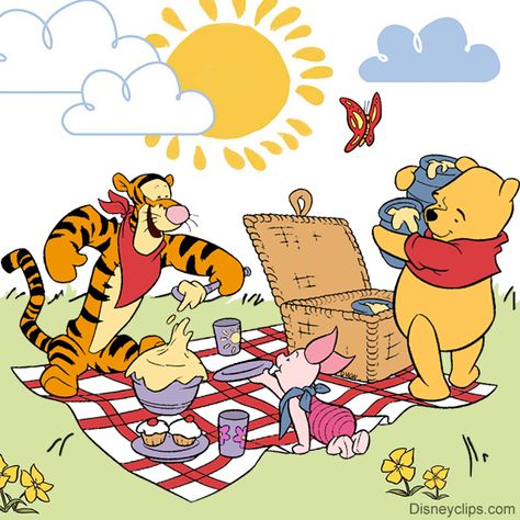 Winnie the Pooh, Tigger and Piglet sharing a summer picnic #disney, #winniethepooh, #tigger, #piglet Summer Winnie The Pooh, Winnie The Pooh Picnic, Winnie The Pooh Summer, Pooh Bear And Piglet Drawing, Pooh And His Friends, Pooh Piglet And Eeyore, Winnie The Pooh Tigger Piglet Eeyore, Tigger Winnie The Pooh, Summer Cartoon