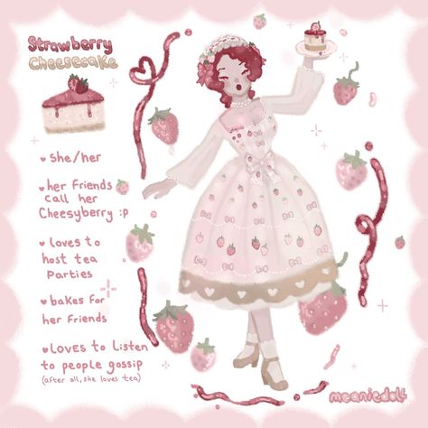 personified strawberry cheesecake, an original character Strawberry Shortcake Oc, Silly Art, Strawberry Art, Gacha Ideas, Pretty Drawings, Drawing Inspo, Strawberry Cheesecake, My Oc, Strawberry Shortcake